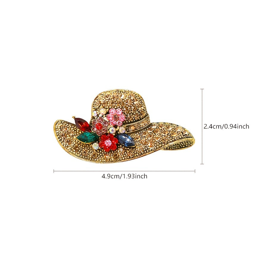 Vintage Style Alloy Brooch Pin, Shiny Rhinestone Inlaid