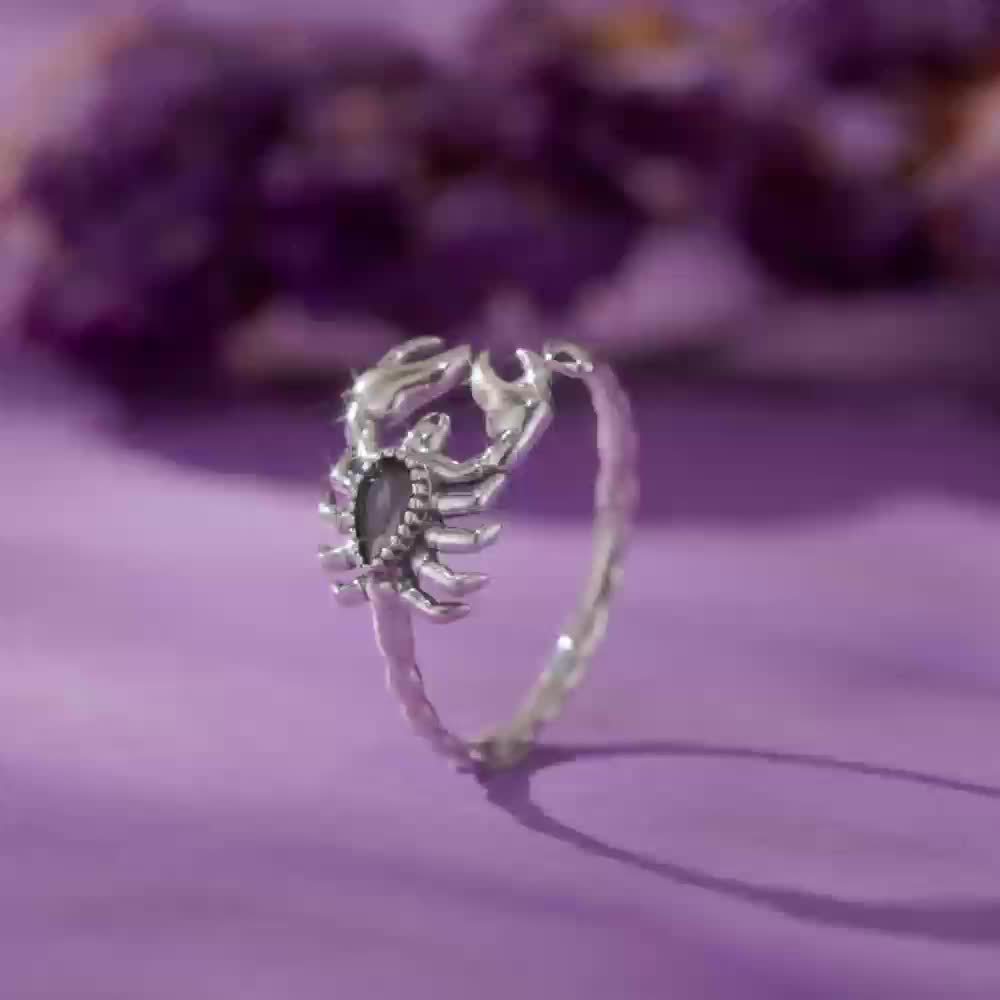 925 Sterling Silver Trendy Scorpion Cuff Ring, Halloween Decor