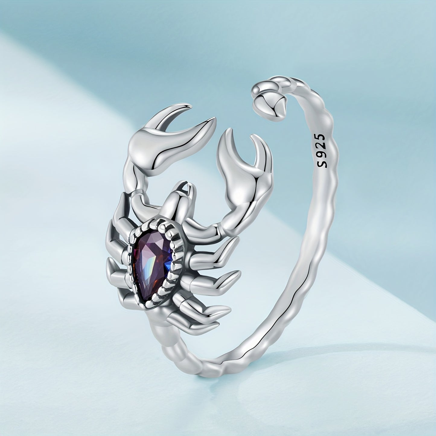 925 Sterling Silver Trendy Scorpion Cuff Ring, Halloween Decor