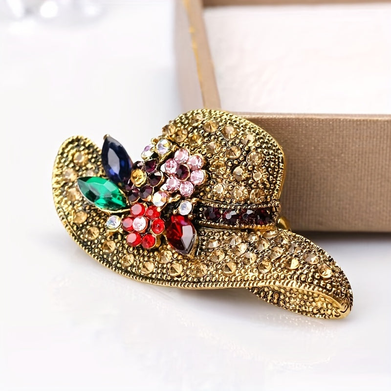 Vintage Style Alloy Brooch Pin, Shiny Rhinestone Inlaid
