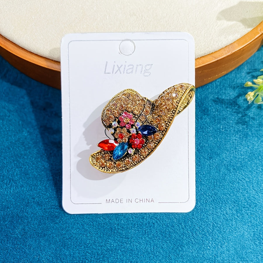 Vintage Style Alloy Brooch Pin, Shiny Rhinestone Inlaid