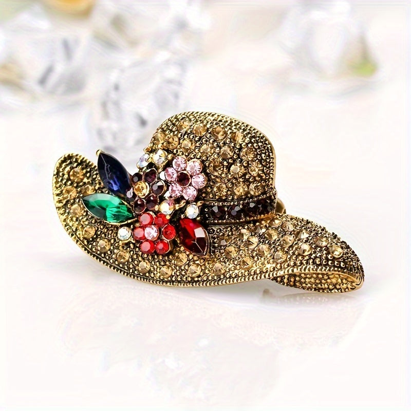 Vintage Style Alloy Brooch Pin, Shiny Rhinestone Inlaid