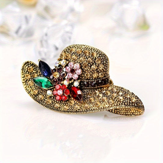 Vintage Style Alloy Brooch Pin, Shiny Rhinestone Inlaid