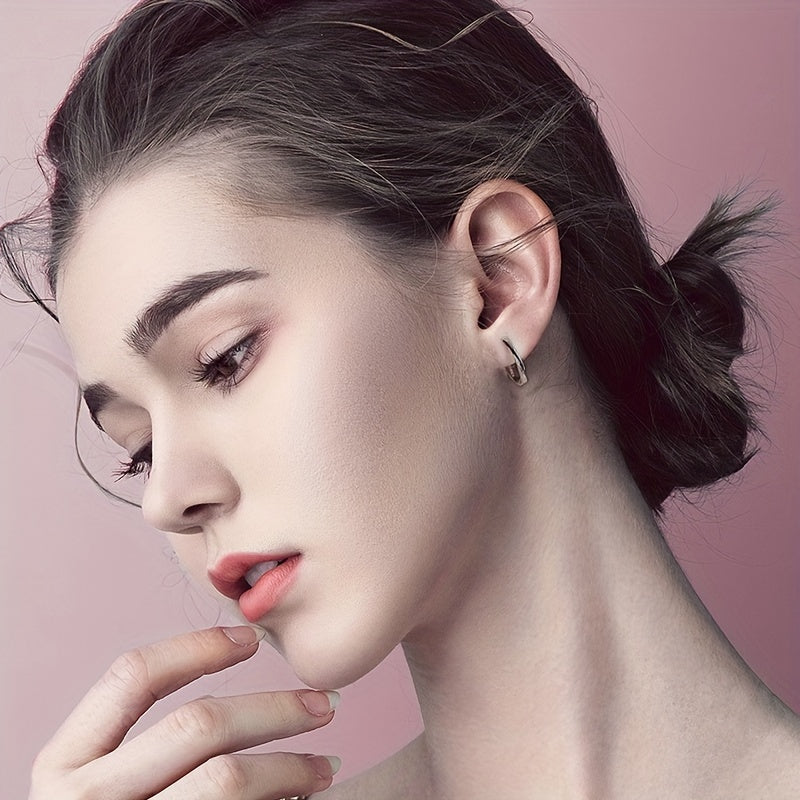 925 Sterling Silver Mobius Design Elegant Hoop Earrings