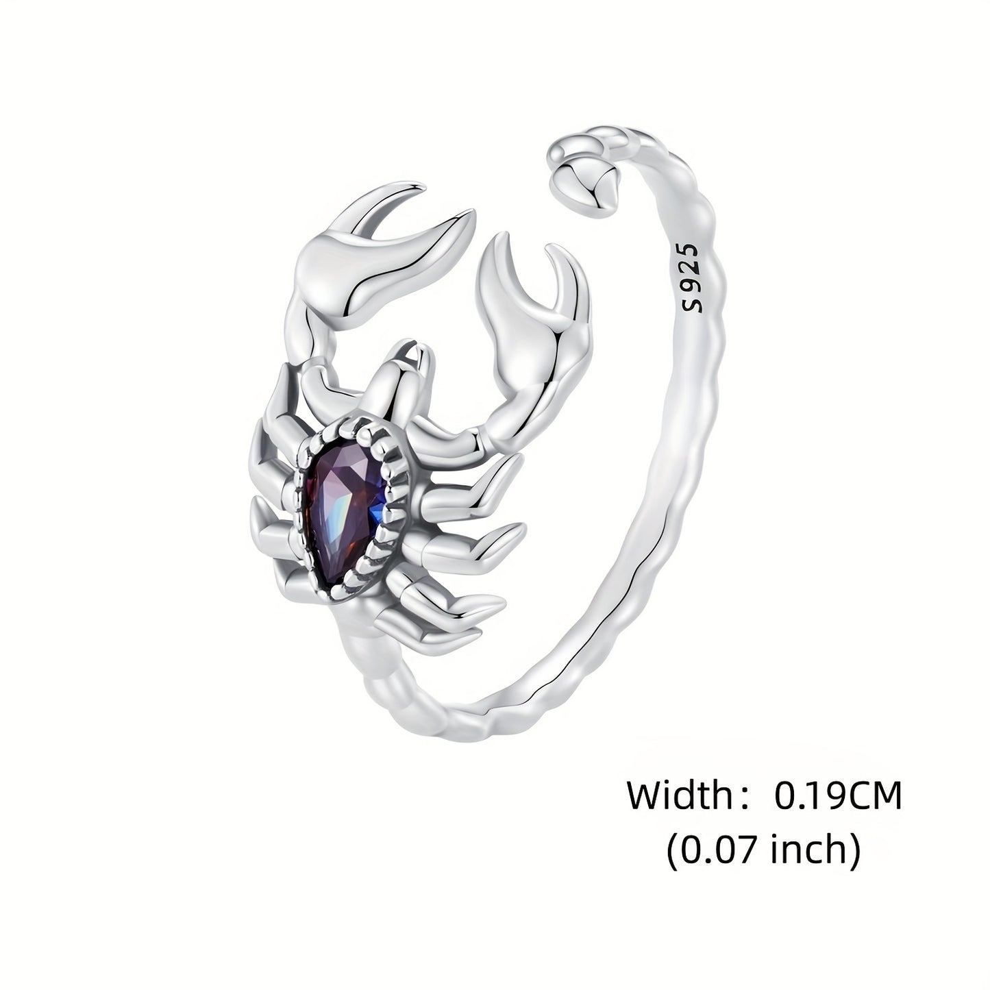 925 Sterling Silver Trendy Scorpion Cuff Ring, Halloween Decor