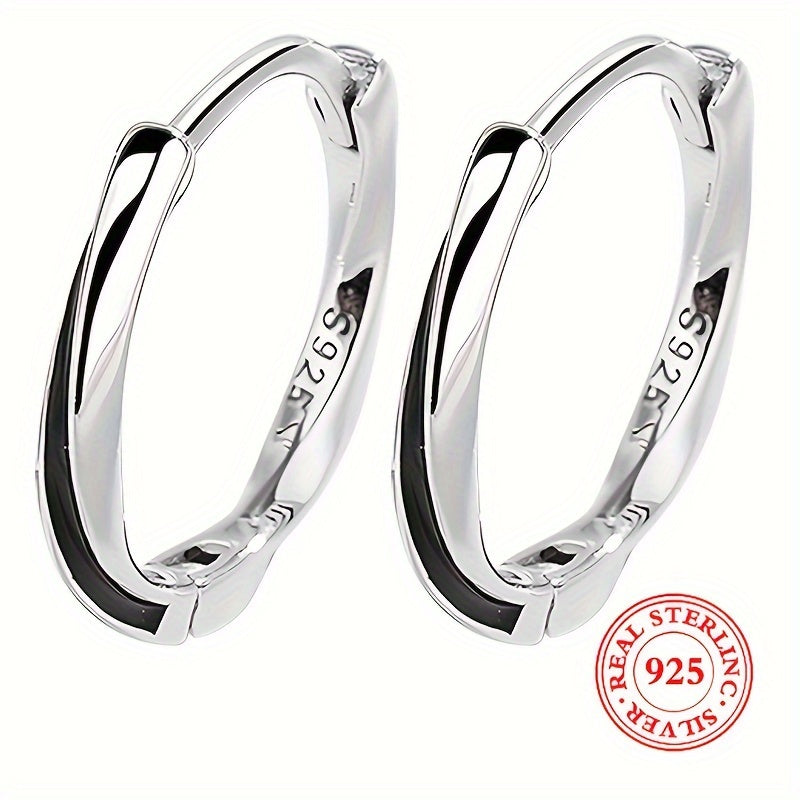 925 Sterling Silver Mobius Design Elegant Hoop Earrings
