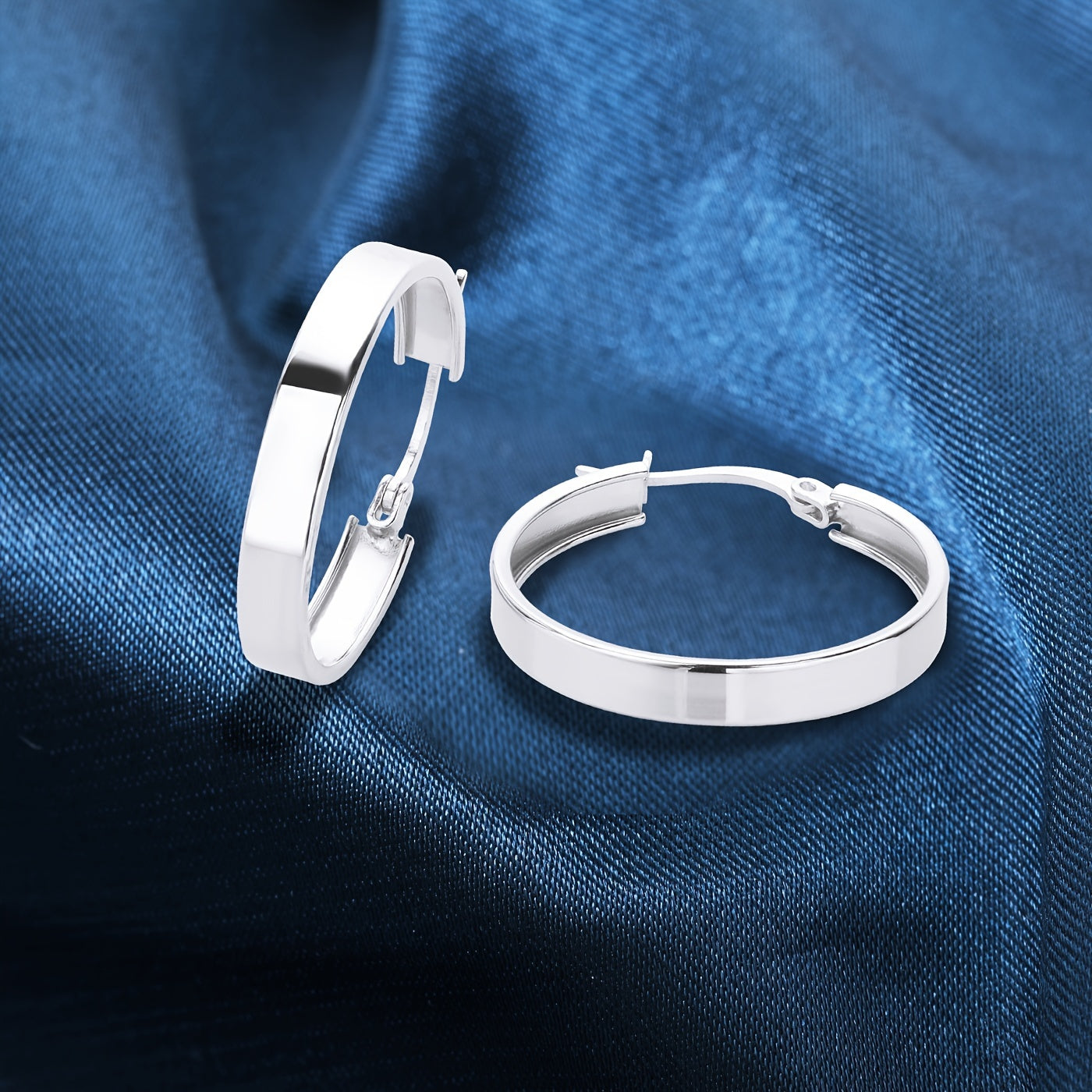 925 Sterling Silver Glossy Vintage Hoop Earrings, Daily Wear