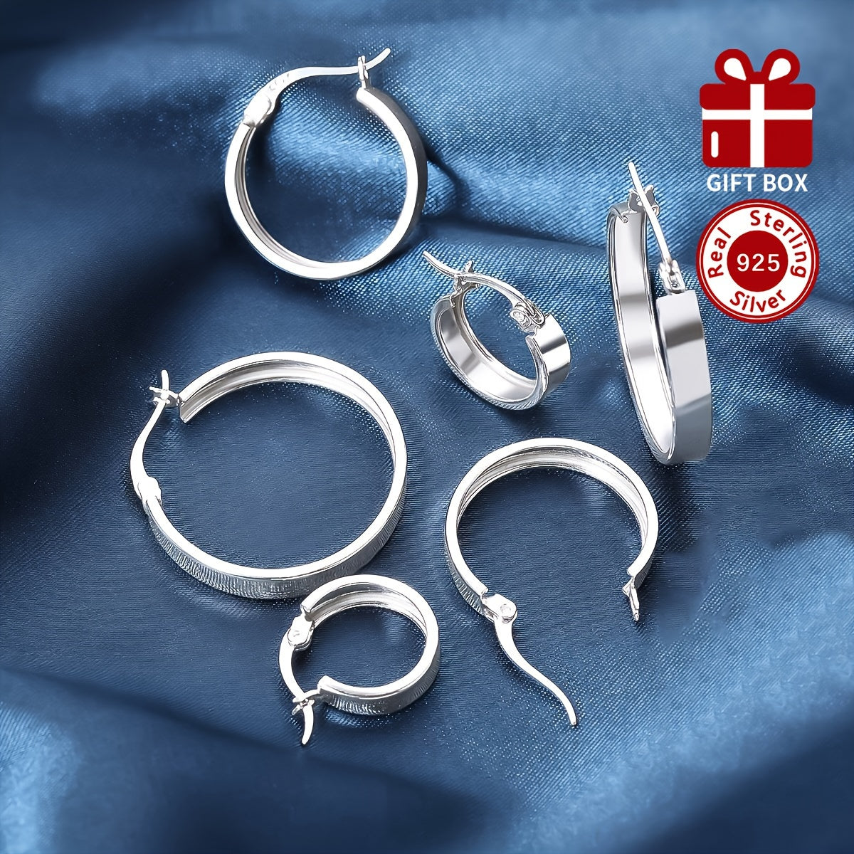 925 Sterling Silver Glossy Vintage Hoop Earrings, Daily Wear