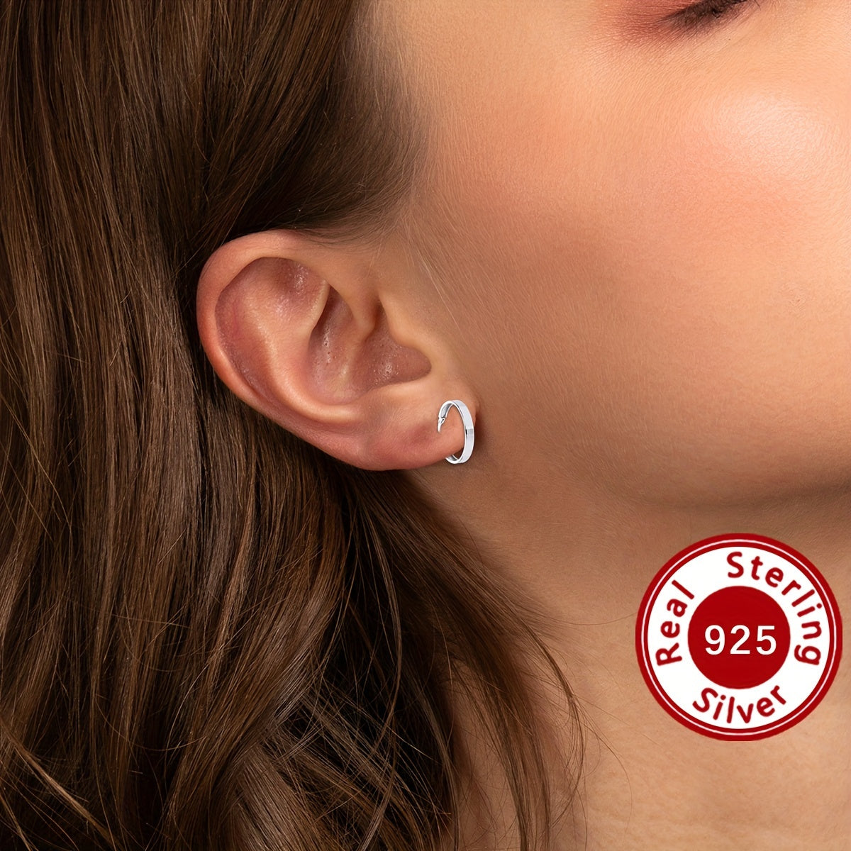 925 Sterling Silver Glossy Vintage Hoop Earrings, Daily Wear