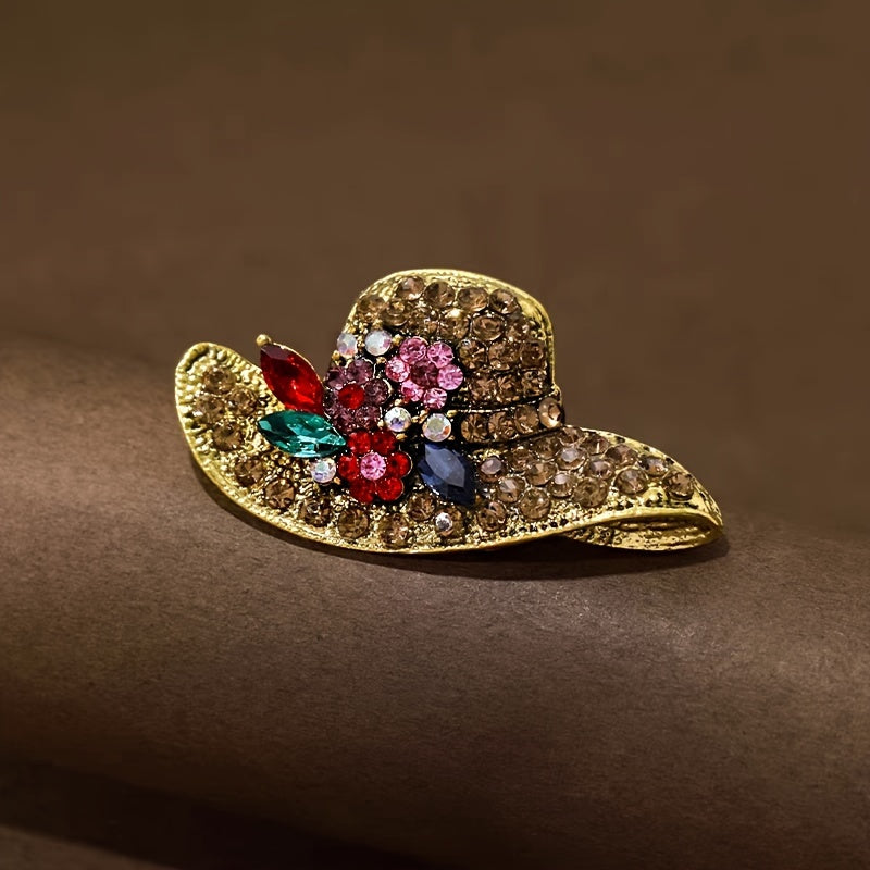 Vintage Style Alloy Brooch Pin, Shiny Rhinestone Inlaid