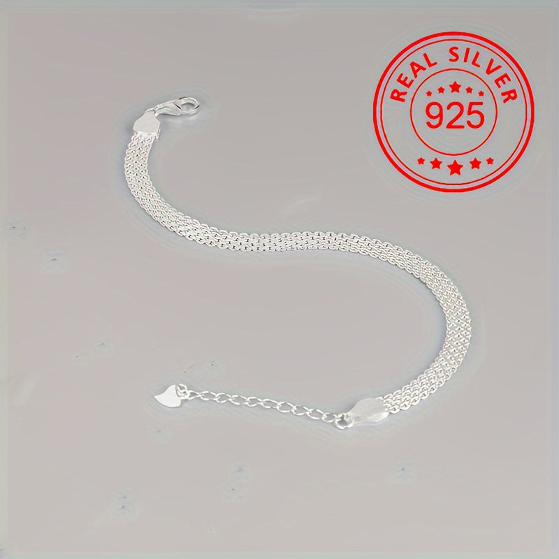 925 Sterling Silver Glitter Mesh Bracelet, Hypoallergenic