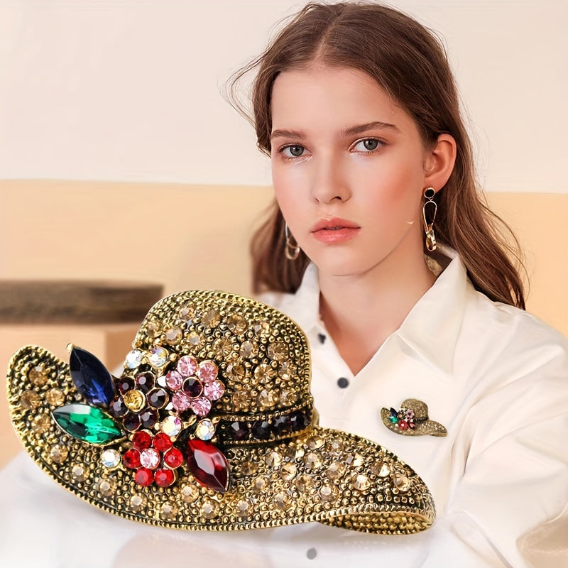 Vintage Style Alloy Brooch Pin, Shiny Rhinestone Inlaid