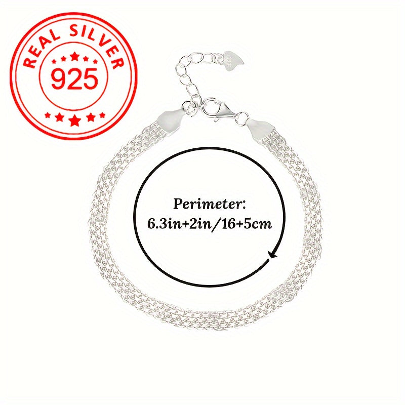 925 Sterling Silver Glitter Mesh Bracelet, Hypoallergenic