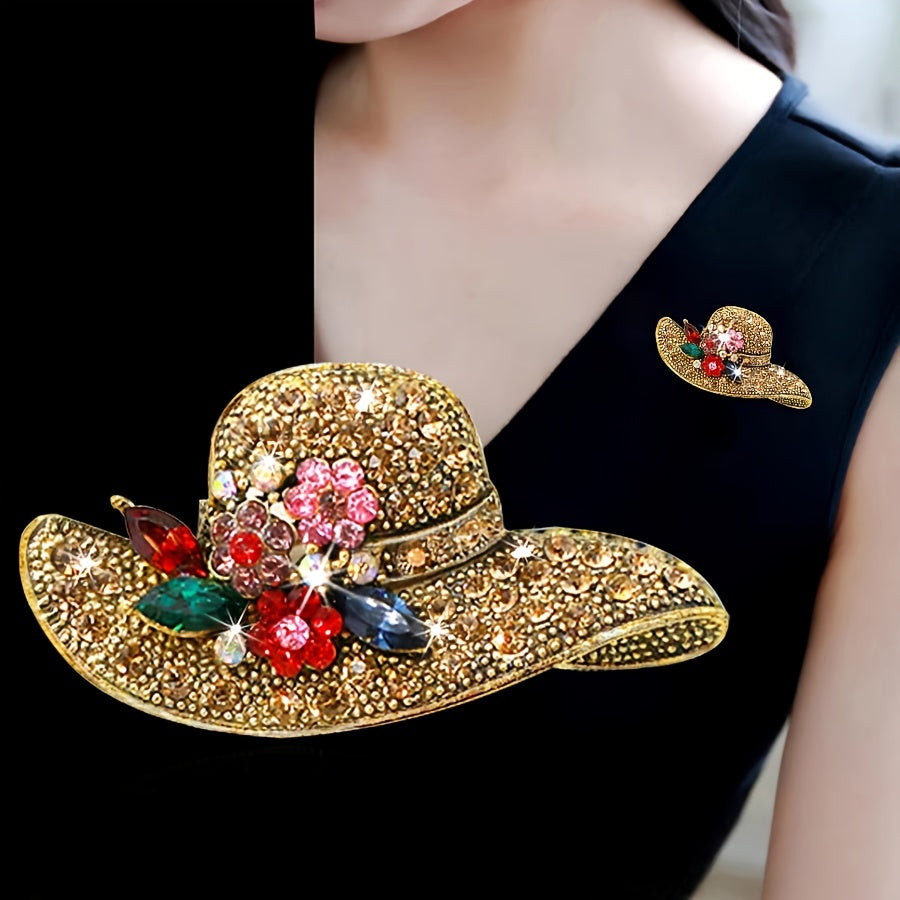 Vintage Style Alloy Brooch Pin, Shiny Rhinestone Inlaid